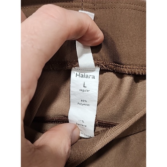 Halara Active Pants Womens L Brown Polyester Blend Elastic Waist Pockets Stretch - Picture 3 of 10
